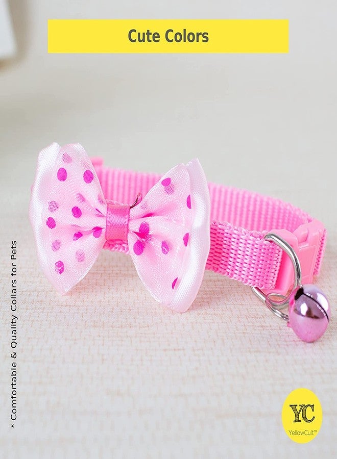 Pups&Pets 3 Pieces Cat Collars - Classic Bow Design, with Bell, Adjustable Strap, and Safety Release Buckle [Modern Design for Your Cute Cats, Puppies & Small Dogs- 3 Random Colors] - Image 5